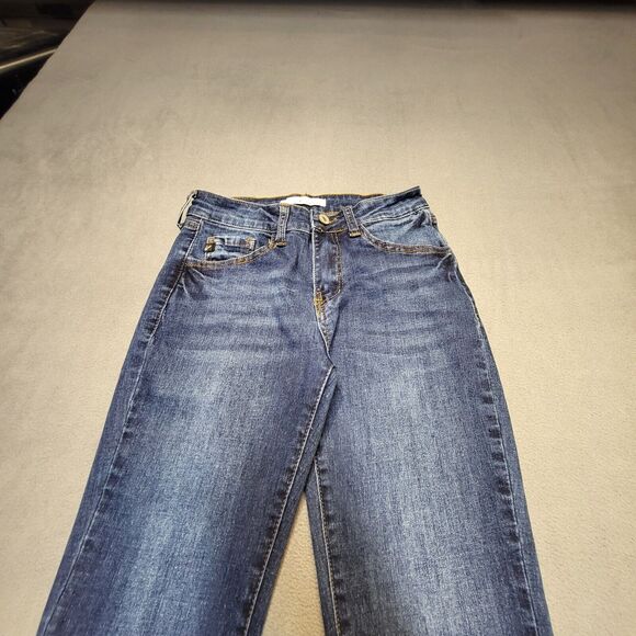 Kancan Jeans Juniors Size 5 Blue Mid Rise Skinny Leg Distressed Stretch Denim - Picture 2 of 10